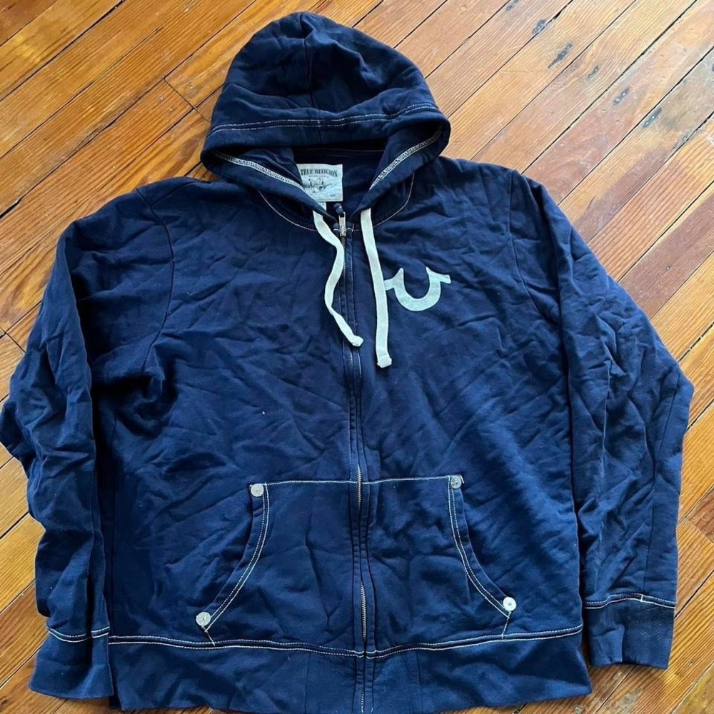 Y2K 2000s True Religion zip up hoodie size 2XL